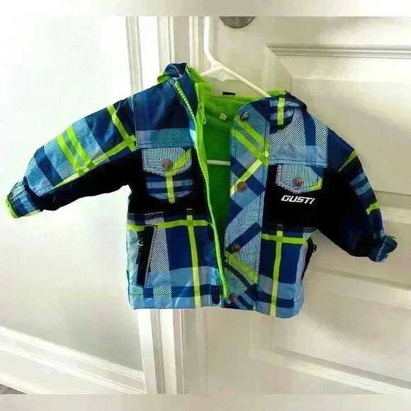 Gusti Toddler Winter Coat With Removable Lining Blue  Green Plaid Size 12 months - Picture 1 of 5